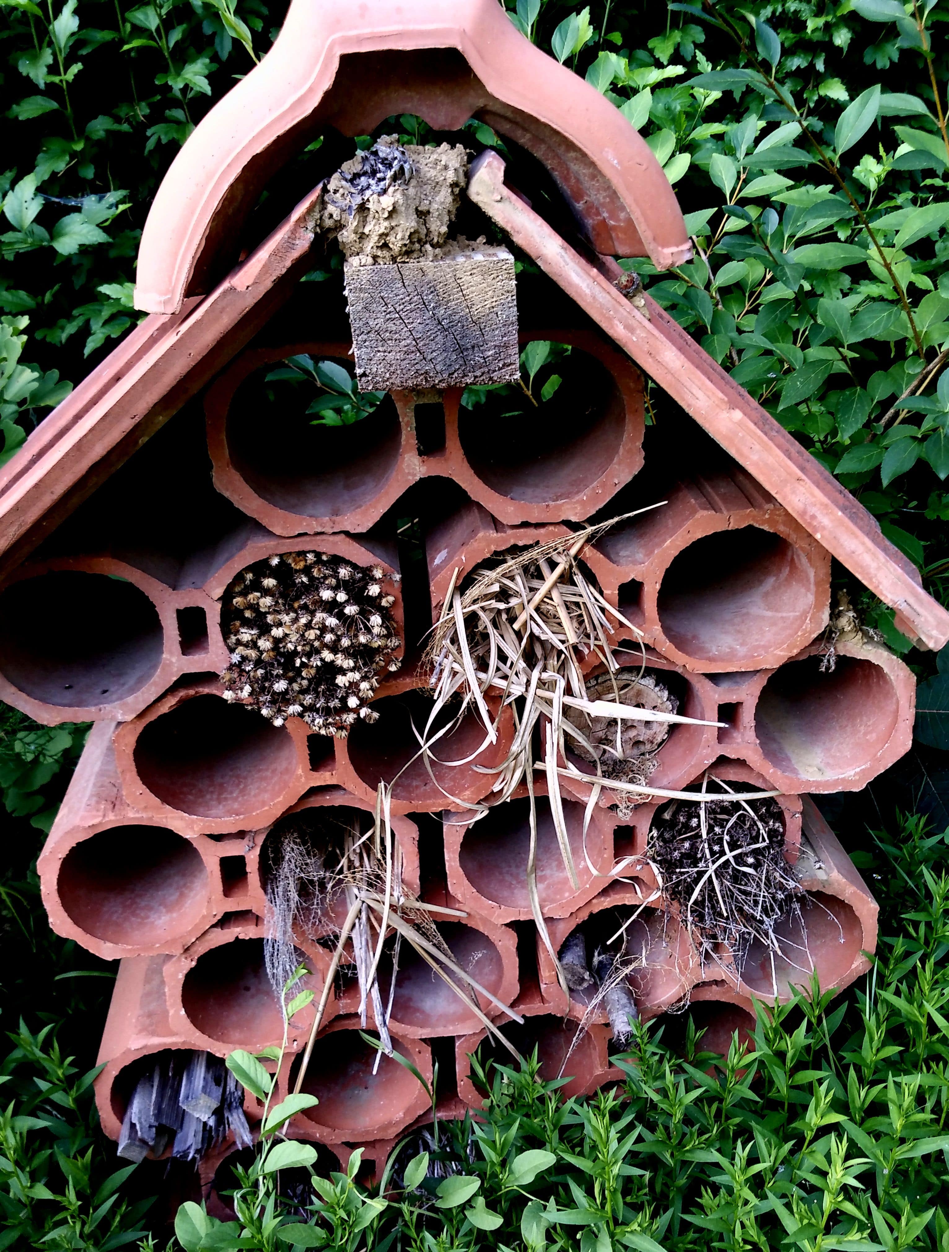 Use old hollow bricks to make an insect hotel